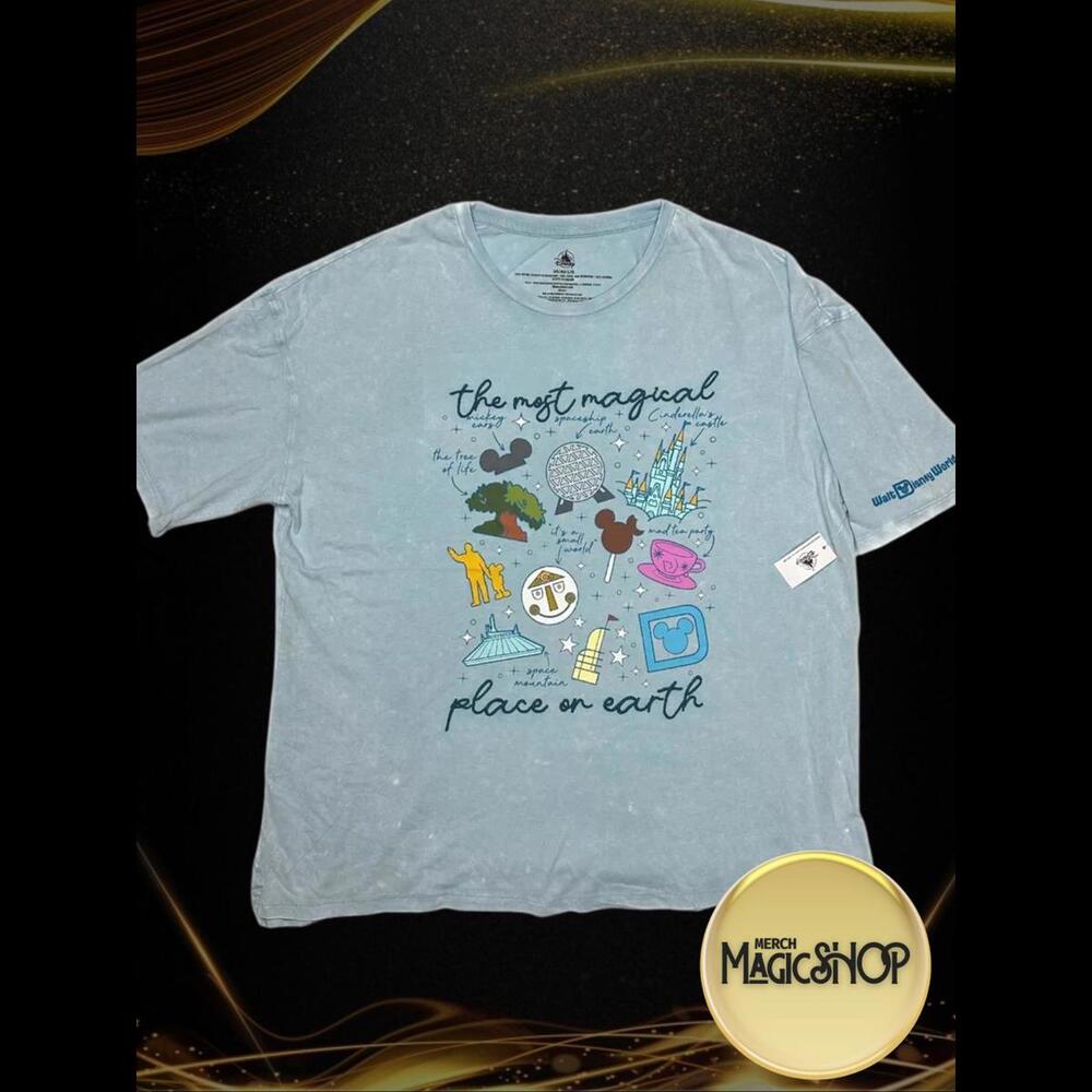 Disney Parks 2024 Most Magical Place Embroidered Park Icons T Shirt XS